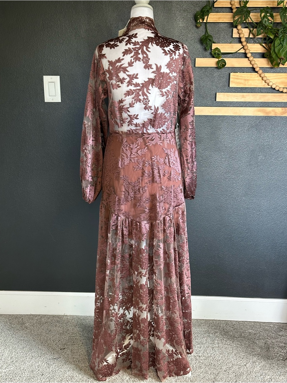 JOYFOLIE Bellana Dress in Rosette | Romantic Embroidered Mesh Maxi Dress | NWT - Picture 7 of 16